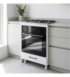Beyaz Alt Çekmeceli Ankastre Fırın Dolabı, 60 cm Ayaklı Modern Mutfak Ünitesi