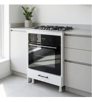 Beyaz Alt Çekmeceli Ankastre Fırın Dolabı, 60 cm Ayaklı Modern Mutfak Ünitesi