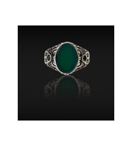 Yeşil Zirkon Oval Taşlı Gümüş Erkek Yüzük