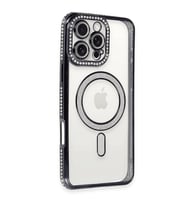 Apple İphone 16 Pro Kılıf Joke Simli Magneticsafe Kılıf - Siyah