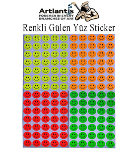 Gülen Yüz Sticker 140 lı 1 Paket 19 mm Fosforlu Turuncu Sarı Pembe Yeşil Gülen Yüz Etiket Çıkartma Okul Etkinlik (Çok Renkli)