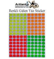 Gülen Yüz Sticker 140 lı 1 Paket 19 mm Fosforlu Turuncu Sarı Pembe Yeşil Gülen Yüz Etiket Çıkartma Okul Etkinlik (Çok Renkli)