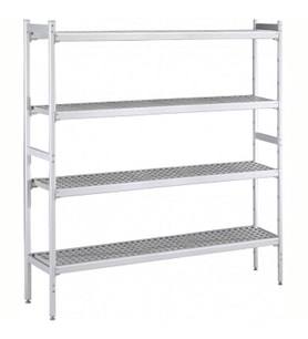 Electrolux Professional Düz Etejer Seti, Aluminyum Ayaklı, 4 Raflı, Her Raf Demonte Polietilen Tabletlerden Oluşur, Tabletler Bulaşık Makinesinde Yıkanabilir - 475x2760 Mm, H=1700 Mm BLS2760