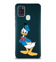 Samsung Galaxy A21S Soft Premier Kapak Donald Duck-D Tasarımlı Silikon Kılıf - Yeşil (Şeffaf)