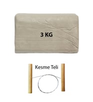 Beyaz Seramik Hamuru 3 kg Seramik Çamuru Çamur Kesme Teli Seramik Kili Şekillendirme Seti