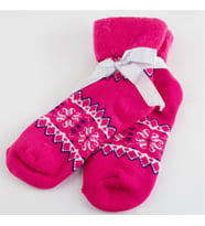 Çiçek Desenli Yılbaşı Termal Çorap (Pembe)