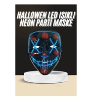 Mey İthalat® Işıklı Led Maske Parti Eğlence Maskesi Hallowen Neon Maske