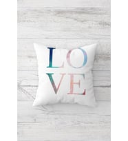 Büyük Love Yazılı Çift Tarafı Baskılı Gizli Fermuarlı Yastık Kılıfı Kırlent Koltuk Yastık Kılıfı (Beyaz)