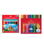Faber Castell Okul Boyama Seti 24 Renk Kuru Boya ve 20 Renk Grip Keçeli Kalem