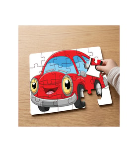 Kırmızı Araba Tasarımlı 24 Parça Ahşap Çocuk Puzzle MPK1068