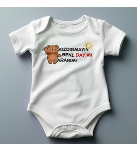 %100 Pamuklu Kızdırmayın Beni Temalı Kişiselleştirilebilir Baskılı Zıbın (Pamuk Beyaz)