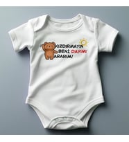 %100 Pamuklu Kızdırmayın Beni Temalı Kişiselleştirilebilir Baskılı Zıbın (Pamuk Beyaz)