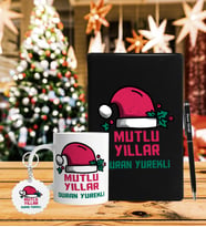 Yılbaşı İçin Kişiye Özel Defter Kalem Kupa & Süblimasyon Anahtarlık Hediye Seti