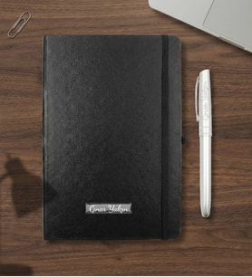 Kişiye Özel İsim Baskılı Defter & İsme Özel Gümüş Renk Roller Kalem (Siyah)