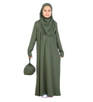 Kız Çocuk Namaz Elbisesi – Yumuşak Viskon Giyim Abaya & Hijab + Çanta Seti
