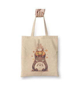 Totoro Spirited Away Halloween Bez Çanta Uzun Saplı Alışveriş Çantası Plaj Çantası (Beyaz)