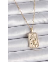 316L Çelik Gold Renk Zincir Aslan Burcu Zirkon Taşlı Kadın Kolye (Altın)