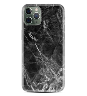 Apple iPhone 11 12 13 14 Pro Max Kılıf Desemli Silikon Kara Mermer 1375