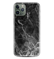 Apple iPhone 11 12 13 14 Pro Max Kılıf Desemli Silikon Kara Mermer 1375