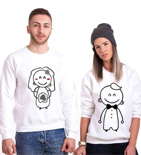 Tshirthane Gelin Damat Sevgili Kombinleri Sweatshirt Kombini (Tek Ürün Fiyatıdır.)