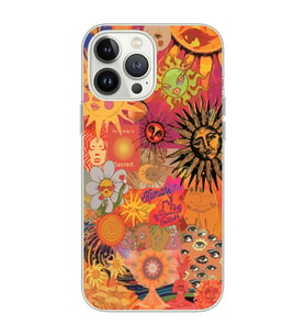 Iphone 15 Pro Uyumlu Vintage Kolaj Desenli Şeffaf Telefon Kılıfı