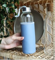 Deri Kılıflı 500 Ml Su Matarası (Mavi)