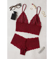 pilelistore Kadın Bordo Dantel Bralet Şort Takımı – Asil Ve Sofistike İç Giyim