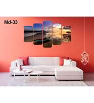 5 Parça Deniz Gökyüzü Görünümlü Mdf Tablo