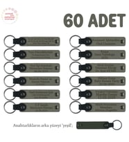Kül Gri & Yeşil, Doğum Günü Misafirlerine Kişiselleştirilmiş Anahtarlık 60’lı Set, Özel Kutlamalara