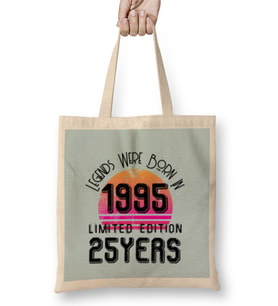 1995 birthday Gift - Made, Born in 1995 Gift - 25th Year Old  Birthday Gift Vintage Style Bez Çanta Uzun Saplı
