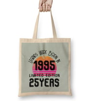 1995 birthday Gift - Made, Born in 1995 Gift - 25th Year Old  Birthday Gift Vintage Style Bez Çanta Uzun Saplı