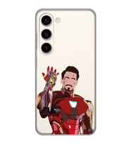 Samsung Galaxy S23 Uyumlu Iron Man Desenli Şeffaf Telefon Kılıfı