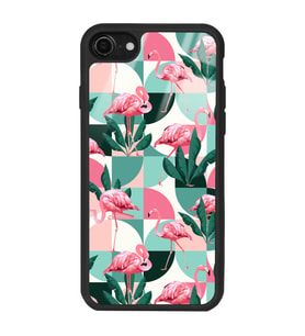 iPhone 7 Retro Flamingo Duvar kağıdı Tasarımlı Glossy Telefon Kılıfı