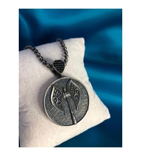Gotik Tasarım Çift Yönlü Viking Balta Ve Vegvisir Viking Pusulası 925 Ayar Gümüş Kolye