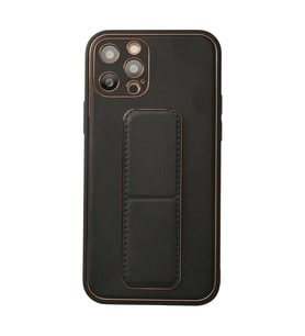 iPhone 12 Pro Kılıf Coco Deri Standlı Kapak - Siyah