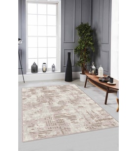 Bej Vintage Kaymaz Tabanlı Makinede Yıkanabilir Halı DR008 - 100 x 160 cm
