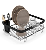 Multi-Use Dish Rack Black Sinkin Çok Fonksiyonlu Tabak Standı Siyah/Nikel, Metal, Büyük