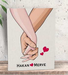BK Gift Kişiye Özel Sevgili El Ele Tasarımlı Kanvas Tablo-3, Sevgiliye Hediye, Sevgililer Günü Hediyesi