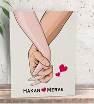 BK Gift Kişiye Özel Sevgili El Ele Tasarımlı Kanvas Tablo-3, Sevgiliye Hediye, Sevgililer Günü Hediyesi