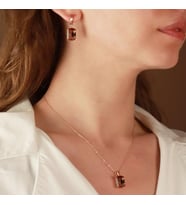 Zultanit Taşlı Emerald Kesim Rose Gold Kaplama Gümüş Set