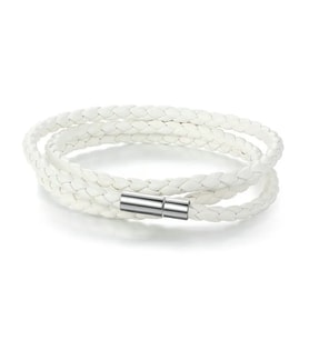 Omark Cotton White Leather Bileklik