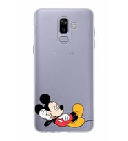 Samsung Galaxy J8 Kapak Mickey Mouse Tasarımlı Şeffaf Silikon Kılıf
