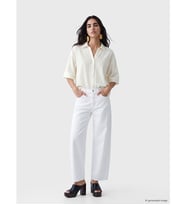 LCW Vision Beyaz Çizgili Oversize Kadın Gömlek