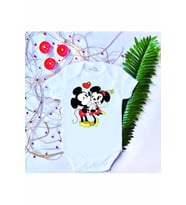 Unisex Bebek Baskılı Mouse %100 Pamuklu Çıtçıtlı Body Zıbın