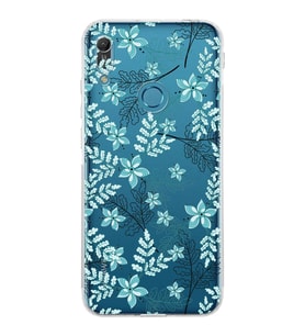 Huawei Y6 Pro 2019  Kamera korumalı Kapak Floral Su Yeşili Tasarımlı  Şeffaf Kılıf