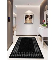 Siyah Çerçeveli Kaymaz Taban Makinede Yıkanabilir Halı RV180 - 100 x 160 cm