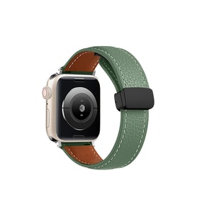 Apple Watch 38mm KR414 Daks Deri Kordon - Koyu Yeşil