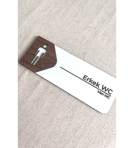 Erkek WC Kapı Tabelası – Tuvalet Yönlendirme Levhası  19x7 cm Çift Katmanlı