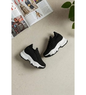 Elit YSFLT343 Kadın Klasik Sneaker Siyah - Beyaz