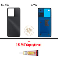 Infinix Note 12 Siyah Uyumlu Arka Kapak + B7000 Yapıştırıcı Arka Cam Batarya Pil Kapağı Lazer Kesim
